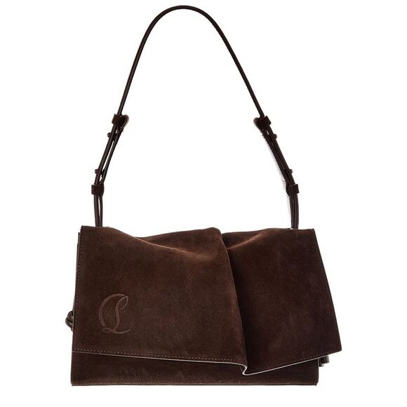 Christian Louboutin Baggy Small Suede Shoulder Bag, Brown - Picture 1 of 4